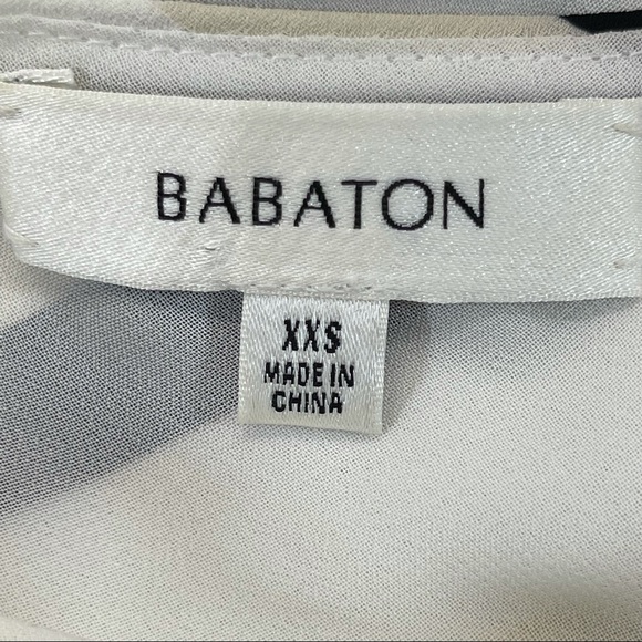 Babaton Striped Dress Chiffon Drawstring Waist Sleeveless Cream Black Sz XXS - Picture 14 of 16